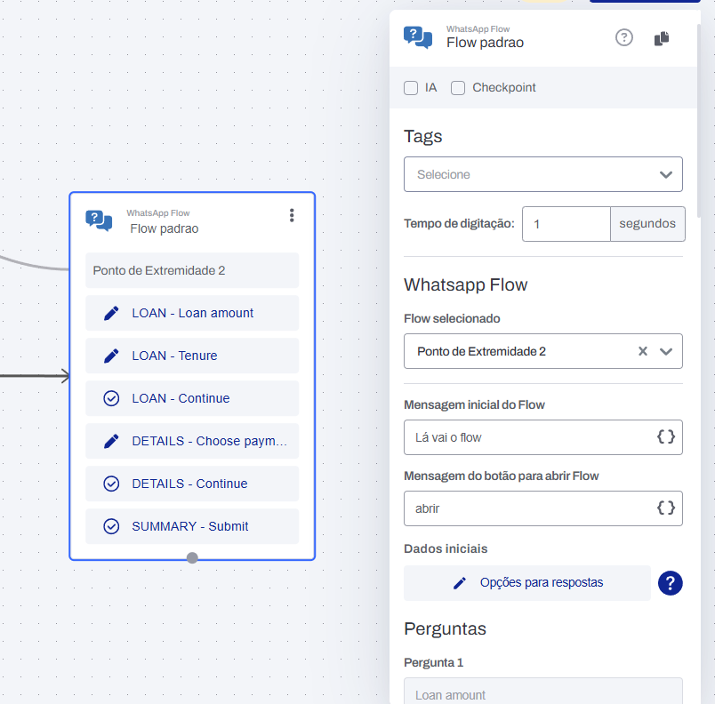Ponto de extremidade no bloco