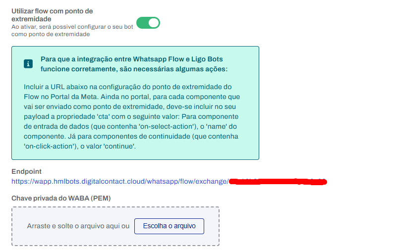 Toggle ponto de extremidade ativado com URL